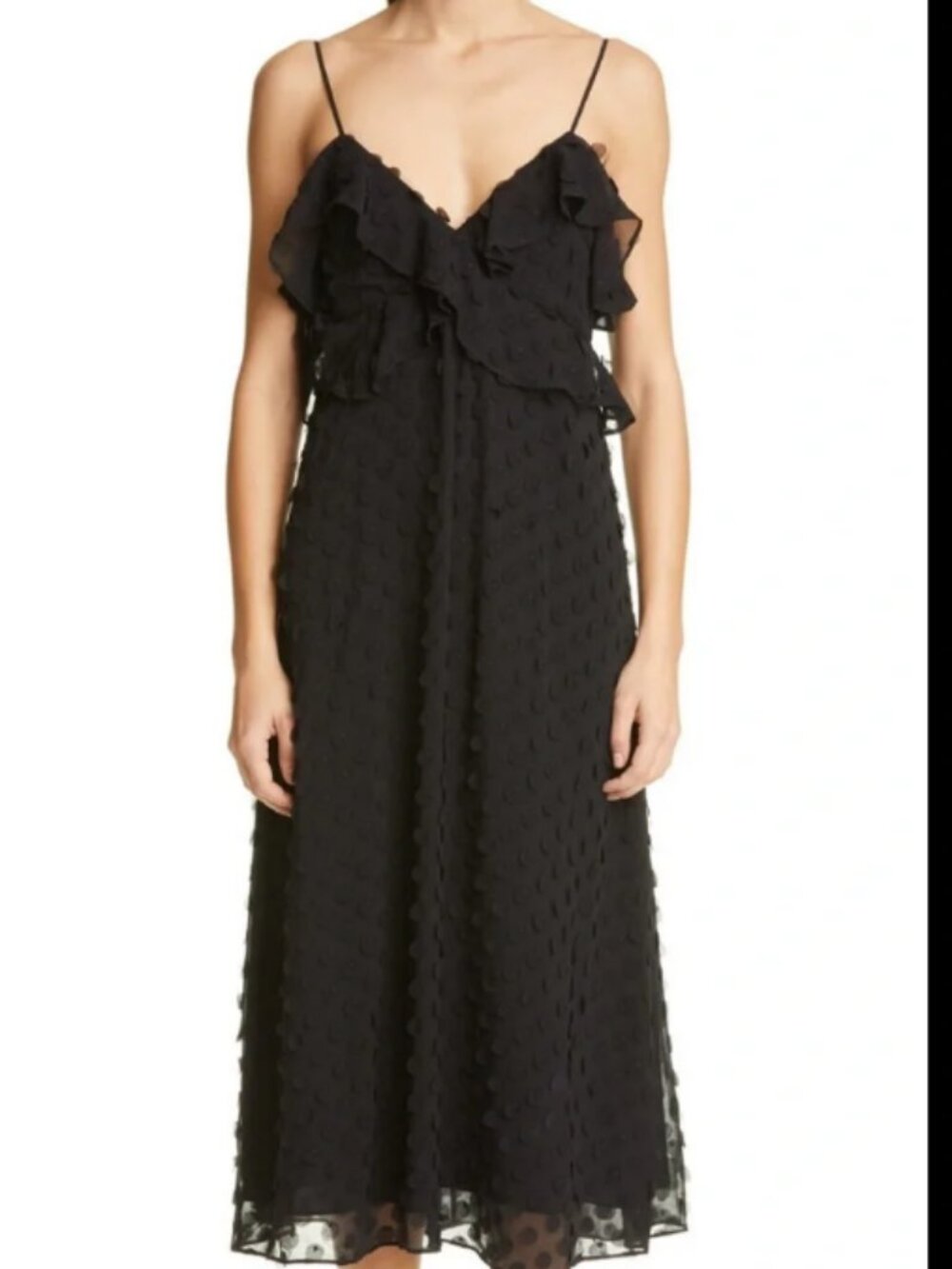 Black Appliquéd Chiffon Sleeveless Dress